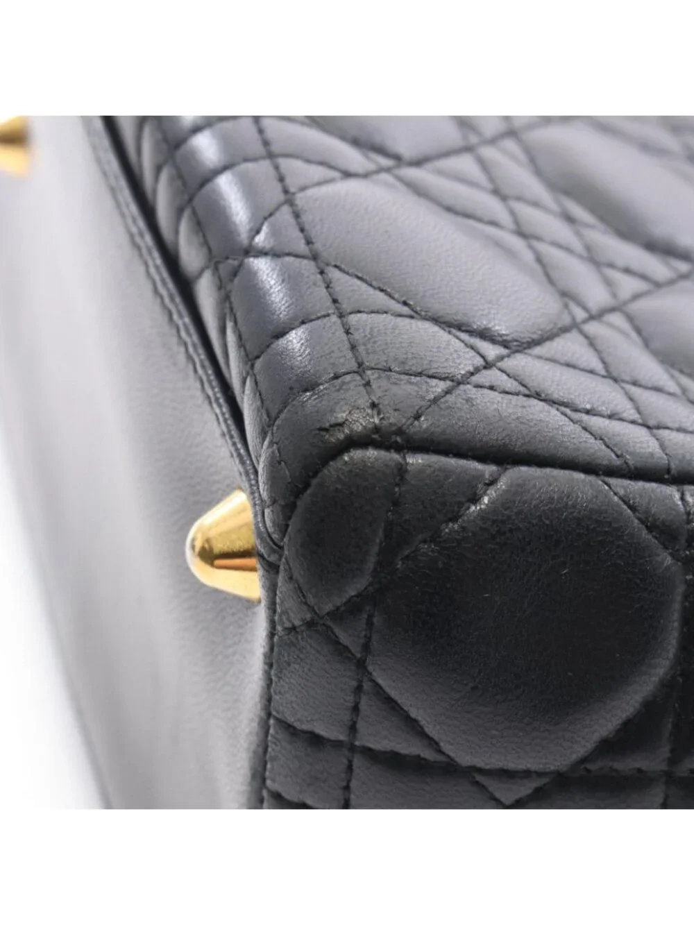 Dior Lady Dior Large 2-Way Black Leather Lady Dior Tote Bag